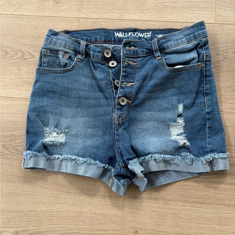 Wallflower Blue Jean Shorts Distressed Style